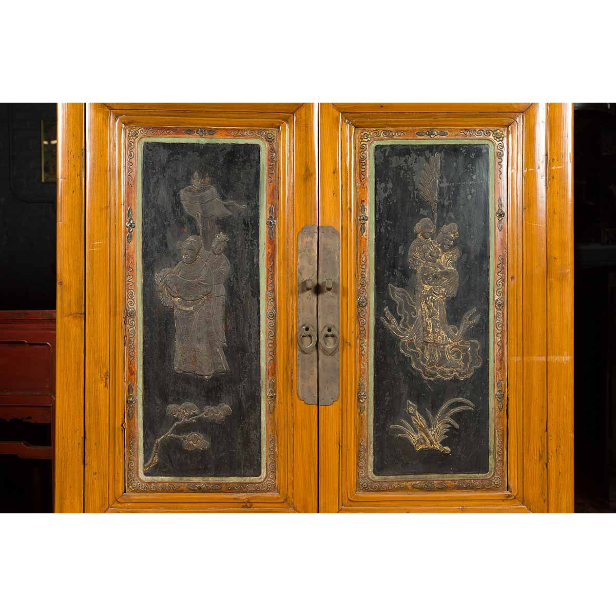 Chinese Qing Dynasty 19th Century Cabinet with Guanyin and Ceremonial Ancestors-15. Asian & Chinese Furniture, Art, Antiques, Vintage Home Décor for sale at FEA Home