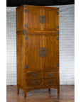 Large Chinese Qing Dynasty 1800s Oak Wood Compound Cabinet with Brass Medallions-16. Asian & Chinese Furniture, Art, Antiques, Vintage Home Décor for sale at FEA Home