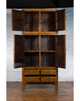 Large Chinese Qing Dynasty 1800s Oak Wood Compound Cabinet with Brass Medallions-3. Asian & Chinese Furniture, Art, Antiques, Vintage Home Décor for sale at FEA Home