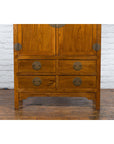 Large Chinese Qing Dynasty 1800s Oak Wood Compound Cabinet with Brass Medallions-8. Asian & Chinese Furniture, Art, Antiques, Vintage Home Décor for sale at FEA Home