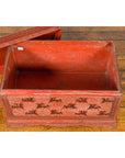 Chinese Late 19th Century Red Trunk with Black Hand-Painted Riders on Horses-13. Asian & Chinese Furniture, Art, Antiques, Vintage Home Décor for sale at FEA Home