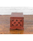 Chinese Late 19th Century Red Trunk with Black Hand-Painted Riders on Horses-16. Asian & Chinese Furniture, Art, Antiques, Vintage Home Décor for sale at FEA Home
