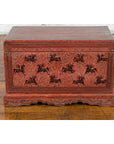 Chinese Late 19th Century Red Trunk with Black Hand-Painted Riders on Horses-7. Asian & Chinese Furniture, Art, Antiques, Vintage Home Décor for sale at FEA Home