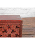 Chinese Late 19th Century Red Trunk with Black Hand-Painted Riders on Horses-9. Asian & Chinese Furniture, Art, Antiques, Vintage Home Décor for sale at FEA Home