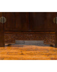 Chinese Qing Dynasty Period 19th Century Brown Cabinet with Carved Apron-6. Asian & Chinese Furniture, Art, Antiques, Vintage Home Décor for sale at FEA Home