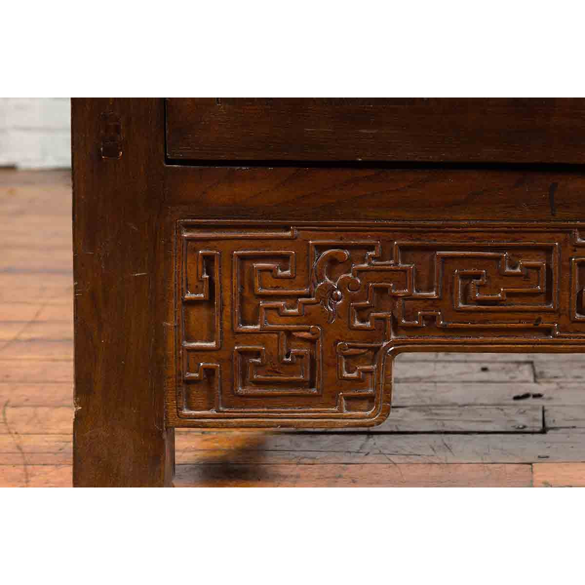 Chinese Qing Dynasty Period 19th Century Brown Cabinet with Carved Apron-8. Asian & Chinese Furniture, Art, Antiques, Vintage Home Décor for sale at FEA Home