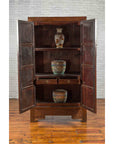 Chinese Qing Dynasty Period 19th Century Brown Cabinet with Carved Apron-3. Asian & Chinese Furniture, Art, Antiques, Vintage Home Décor for sale at FEA Home