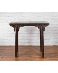 Chinese Early 20th Century Dark Lacquer Wine Console Table with Carved Apron-13. Asian & Chinese Furniture, Art, Antiques, Vintage Home Décor for sale at FEA Home