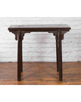Chinese Early 20th Century Dark Lacquer Wine Console Table with Carved Apron-14. Asian & Chinese Furniture, Art, Antiques, Vintage Home Décor for sale at FEA Home