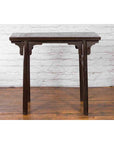Chinese Early 20th Century Dark Lacquer Wine Console Table with Carved Apron-15. Asian & Chinese Furniture, Art, Antiques, Vintage Home Décor for sale at FEA Home