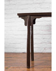 Chinese Early 20th Century Dark Lacquer Wine Console Table with Carved Apron-5. Asian & Chinese Furniture, Art, Antiques, Vintage Home Décor for sale at FEA Home
