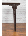 Chinese Early 20th Century Dark Lacquer Wine Console Table with Carved Apron-6. Asian & Chinese Furniture, Art, Antiques, Vintage Home Décor for sale at FEA Home