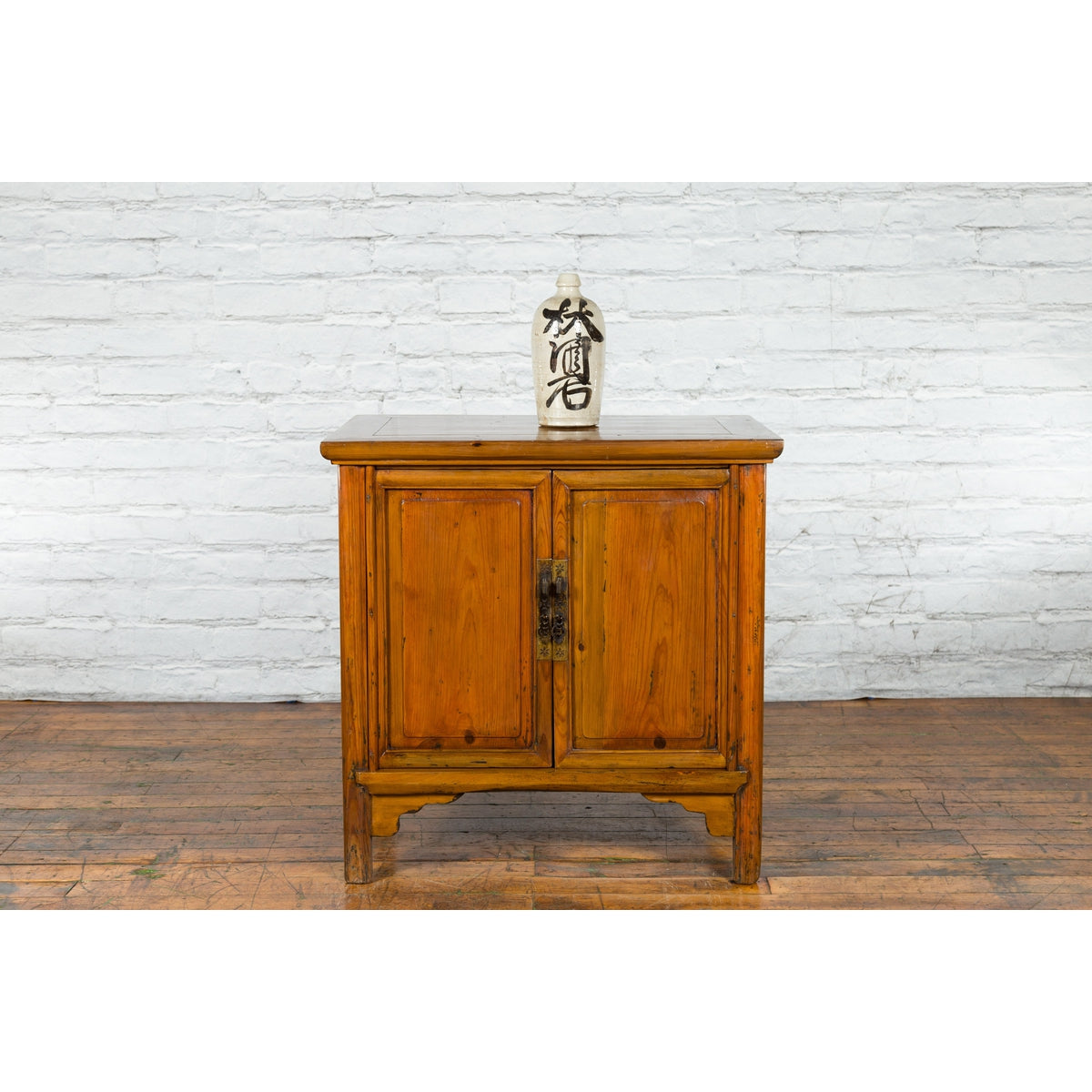 Chinese Early 20th Century Natural Lacquer Side Table with Brass Hardware-10. Asian & Chinese Furniture, Art, Antiques, Vintage Home Décor for sale at FEA Home