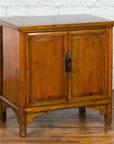 Chinese Early 20th Century Natural Lacquer Side Table with Brass Hardware-12. Asian & Chinese Furniture, Art, Antiques, Vintage Home Décor for sale at FEA Home