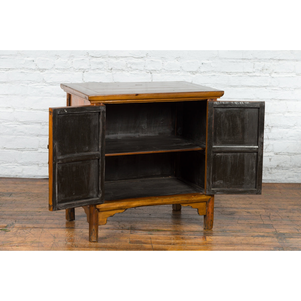 Chinese Early 20th Century Natural Lacquer Side Table with Brass Hardware-13. Asian & Chinese Furniture, Art, Antiques, Vintage Home Décor for sale at FEA Home
