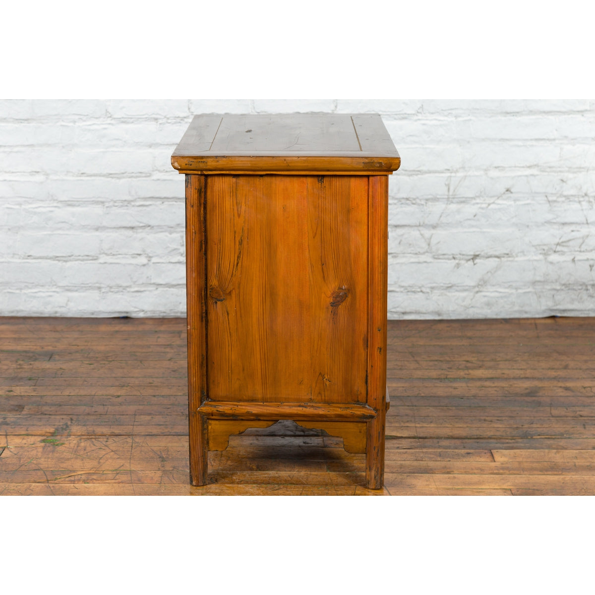 Chinese Early 20th Century Natural Lacquer Side Table with Brass Hardware-14. Asian & Chinese Furniture, Art, Antiques, Vintage Home Décor for sale at FEA Home