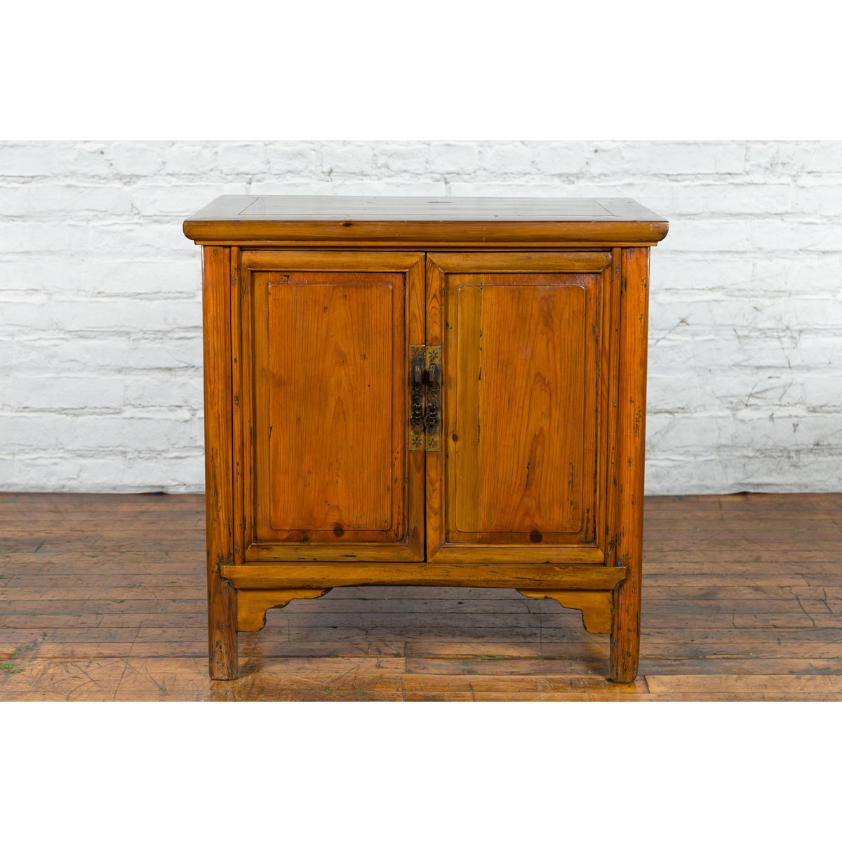 Chinese Early 20th Century Natural Lacquer Side Table with Brass Hardware-2. Asian & Chinese Furniture, Art, Antiques, Vintage Home Décor for sale at FEA Home