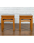 Pair of Vintage Chinese Ming Dynasty Style Waisted Side Tables with Stretchers-2. Asian & Chinese Furniture, Art, Antiques, Vintage Home Décor for sale at FEA Home