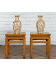 Pair of Vintage Chinese Ming Dynasty Style Waisted Side Tables with Stretchers-3. Asian & Chinese Furniture, Art, Antiques, Vintage Home Décor for sale at FEA Home