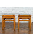 Pair of Vintage Chinese Ming Dynasty Style Waisted Side Tables with Stretchers-4. Asian & Chinese Furniture, Art, Antiques, Vintage Home Décor for sale at FEA Home