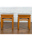 Pair of Vintage Chinese Ming Dynasty Style Waisted Side Tables with Stretchers-5. Asian & Chinese Furniture, Art, Antiques, Vintage Home Décor for sale at FEA Home