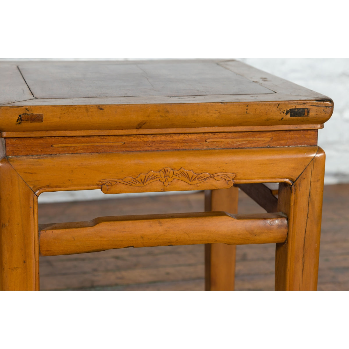 Pair of Vintage Chinese Ming Dynasty Style Waisted Side Tables with Stretchers-8. Asian & Chinese Furniture, Art, Antiques, Vintage Home Décor for sale at FEA Home