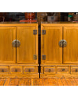 Pair of Chinese Qing Dynasty Carved Yumu Wood Cabinets with Doors and Drawers-11. Asian & Chinese Furniture, Art, Antiques, Vintage Home Décor for sale at FEA Home