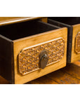 Pair of Chinese Qing Dynasty Carved Yumu Wood Cabinets with Doors and Drawers-14. Asian & Chinese Furniture, Art, Antiques, Vintage Home Décor for sale at FEA Home