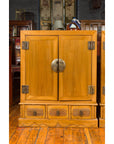 Pair of Chinese Qing Dynasty Carved Yumu Wood Cabinets with Doors and Drawers-5. Asian & Chinese Furniture, Art, Antiques, Vintage Home Décor for sale at FEA Home