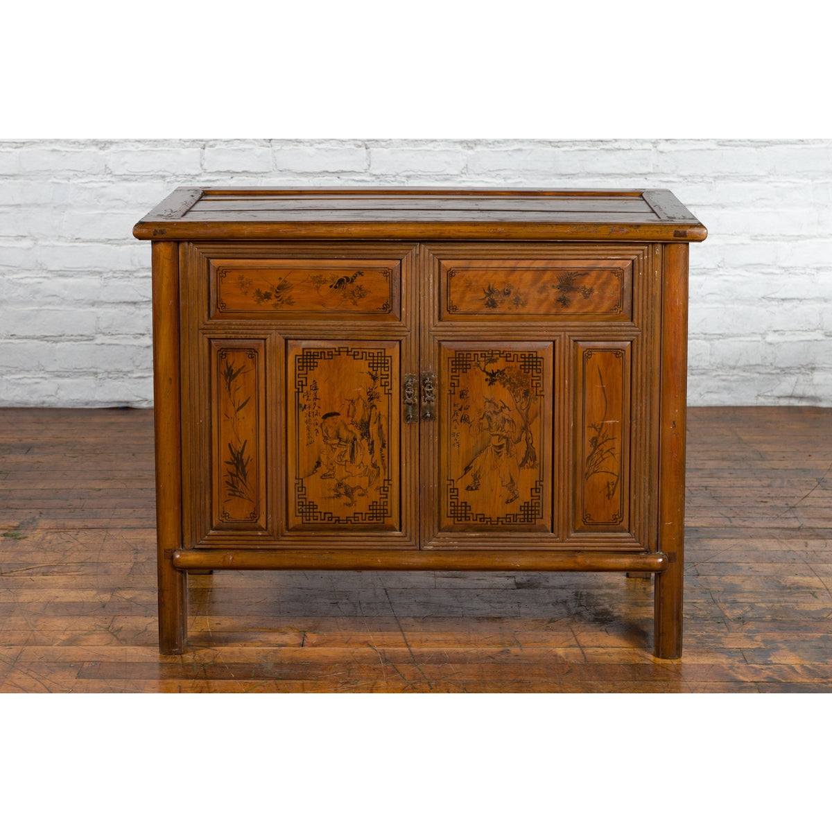Chinese Early 20th Century Cabinet with Chinoiserie Décor, Doors and Drawers-2. Asian & Chinese Furniture, Art, Antiques, Vintage Home Décor for sale at FEA Home