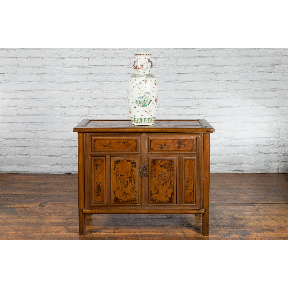 Chinese Early 20th Century Cabinet with Chinoiserie Décor, Doors and Drawers-3. Asian & Chinese Furniture, Art, Antiques, Vintage Home Décor for sale at FEA Home