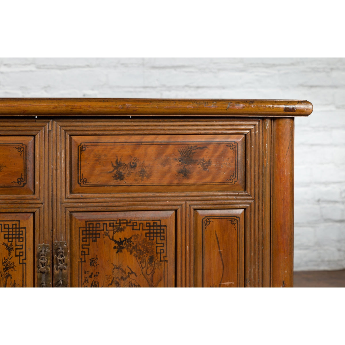 Chinese Early 20th Century Cabinet with Chinoiserie Décor, Doors and Drawers-6. Asian & Chinese Furniture, Art, Antiques, Vintage Home Décor for sale at FEA Home