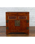 Antique Chinese Side Cabinet with Carved Panels, Gilt Accents and Hidden Drawers-3. Asian & Chinese Furniture, Art, Antiques, Vintage Home Décor for sale at FEA Home