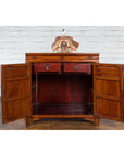 Antique Chinese Side Cabinet with Carved Panels, Gilt Accents and Hidden Drawers-5. Asian & Chinese Furniture, Art, Antiques, Vintage Home Décor for sale at FEA Home