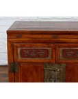 Antique Chinese Side Cabinet with Carved Panels, Gilt Accents and Hidden Drawers-6. Asian & Chinese Furniture, Art, Antiques, Vintage Home Décor for sale at FEA Home