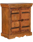 Small Rustic Indian Vintage Sheesham Wood Single Cabinet with Iron Hardware-1. Asian & Chinese Furniture, Art, Antiques, Vintage Home Décor for sale at FEA Home
