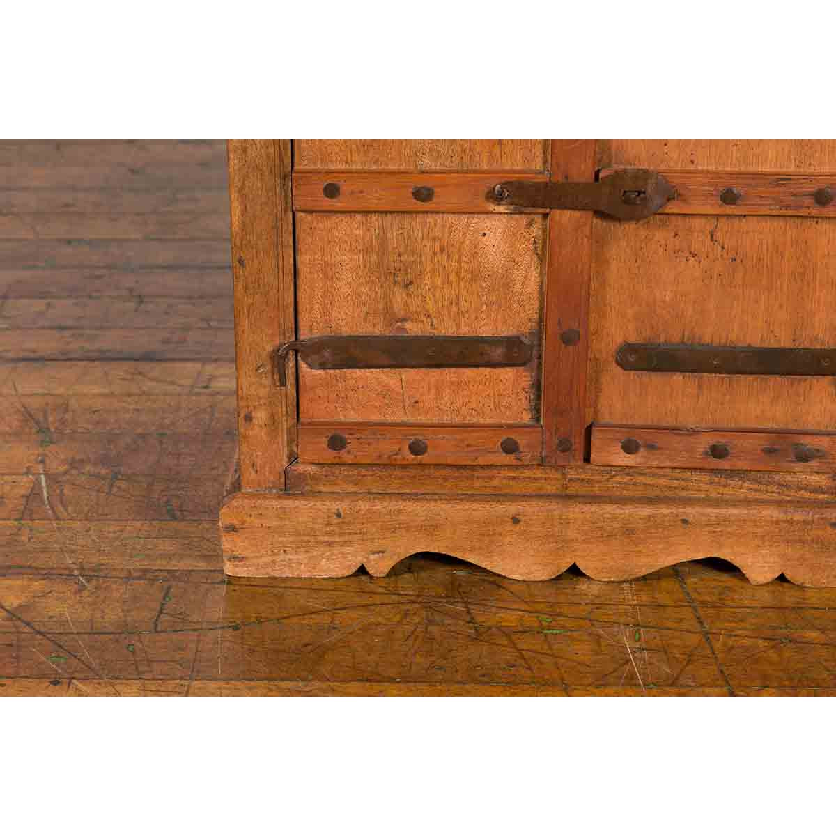 Small Rustic Indian Vintage Sheesham Wood Single Cabinet with Iron Hardware-12. Asian & Chinese Furniture, Art, Antiques, Vintage Home Décor for sale at FEA Home