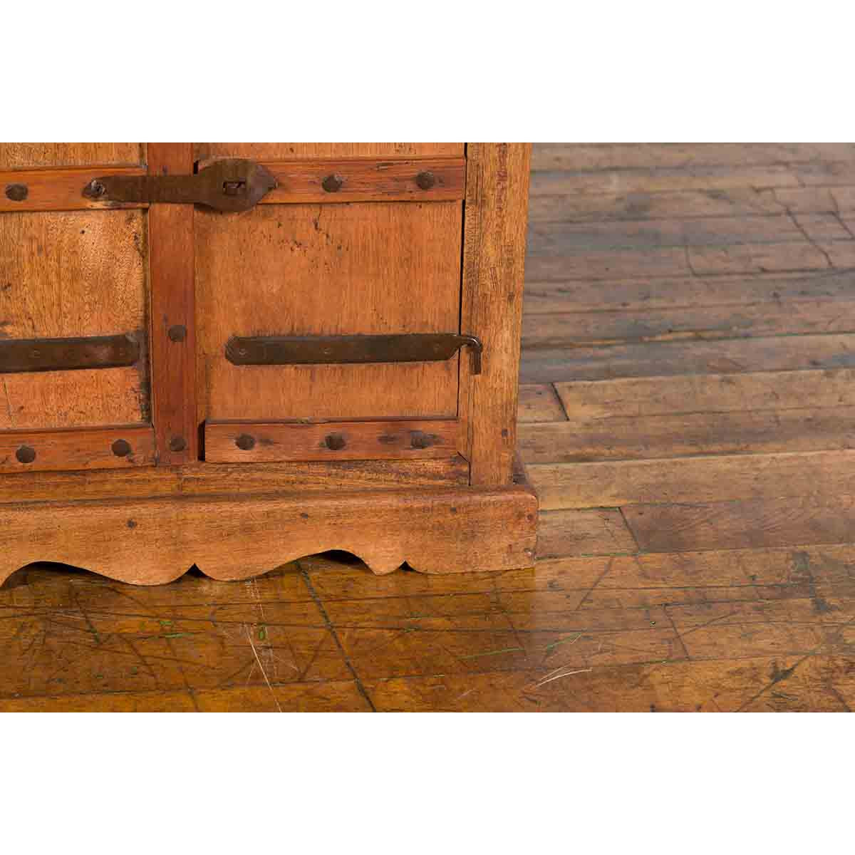 Small Rustic Indian Vintage Sheesham Wood Single Cabinet with Iron Hardware-13. Asian & Chinese Furniture, Art, Antiques, Vintage Home Décor for sale at FEA Home