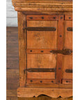 Small Rustic Indian Vintage Sheesham Wood Single Cabinet with Iron Hardware-14. Asian & Chinese Furniture, Art, Antiques, Vintage Home Décor for sale at FEA Home