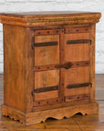 Small Rustic Indian Vintage Sheesham Wood Single Cabinet with Iron Hardware-2. Asian & Chinese Furniture, Art, Antiques, Vintage Home Décor for sale at FEA Home