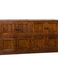 Javanese Vintage Brown Lacquer Eight Door Bookcase with Recessed Panels-1. Asian & Chinese Furniture, Art, Antiques, Vintage Home Décor for sale at FEA Home