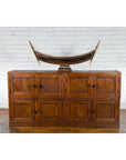 Javanese Vintage Brown Lacquer Eight Door Bookcase with Recessed Panels-7. Asian & Chinese Furniture, Art, Antiques, Vintage Home Décor for sale at FEA Home