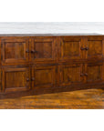 Javanese Vintage Brown Lacquer Eight Door Bookcase with Recessed Panels-3. Asian & Chinese Furniture, Art, Antiques, Vintage Home Décor for sale at FEA Home