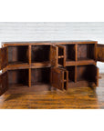 Javanese Vintage Brown Lacquer Eight Door Bookcase with Recessed Panels-8. Asian & Chinese Furniture, Art, Antiques, Vintage Home Décor for sale at FEA Home