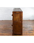 Javanese Vintage Brown Lacquer Eight Door Bookcase with Recessed Panels-4. Asian & Chinese Furniture, Art, Antiques, Vintage Home Décor for sale at FEA Home