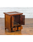 Chinese Early 20th Century Elmwood Bedside Cabinet with Scalloped Apron-4. Asian & Chinese Furniture, Art, Antiques, Vintage Home Décor for sale at FEA Home