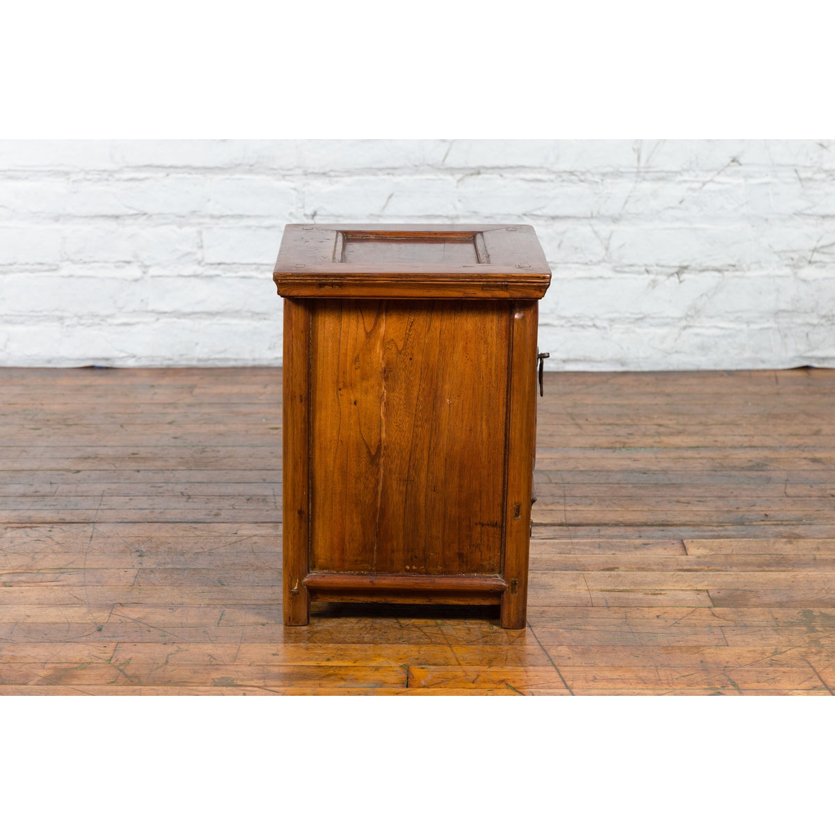 Chinese Early 20th Century Elmwood Bedside Cabinet with Scalloped Apron-10. Asian & Chinese Furniture, Art, Antiques, Vintage Home Décor for sale at FEA Home