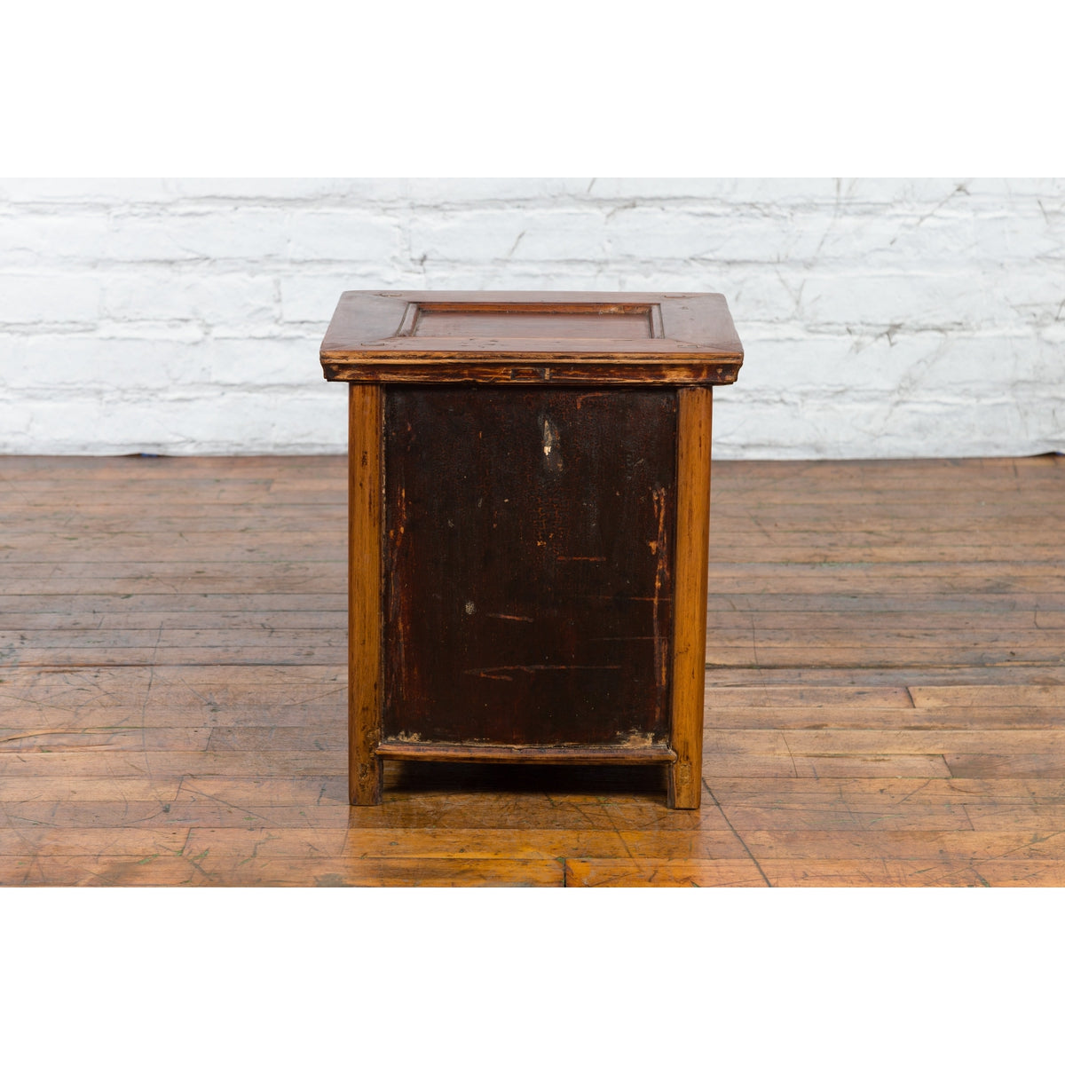 Chinese Early 20th Century Elmwood Bedside Cabinet with Scalloped Apron-11. Asian & Chinese Furniture, Art, Antiques, Vintage Home Décor for sale at FEA Home