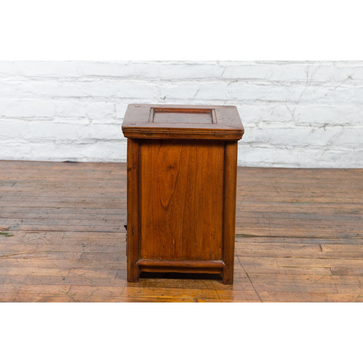 Chinese Early 20th Century Elmwood Bedside Cabinet with Scalloped Apron-12. Asian & Chinese Furniture, Art, Antiques, Vintage Home Décor for sale at FEA Home