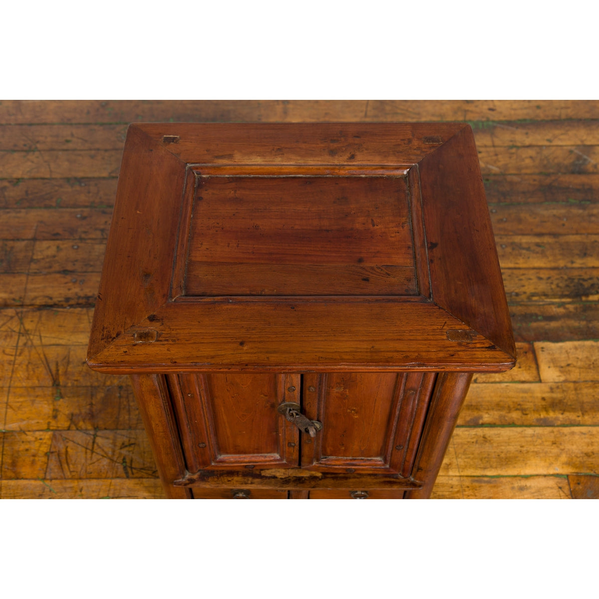 Chinese Early 20th Century Elmwood Bedside Cabinet with Scalloped Apron-6. Asian & Chinese Furniture, Art, Antiques, Vintage Home Décor for sale at FEA Home